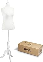 Vista 13 de Bonnlo Maniquí de costura, apto para clavar alfileres, para vestido de mujer, con base de trípode de madera.