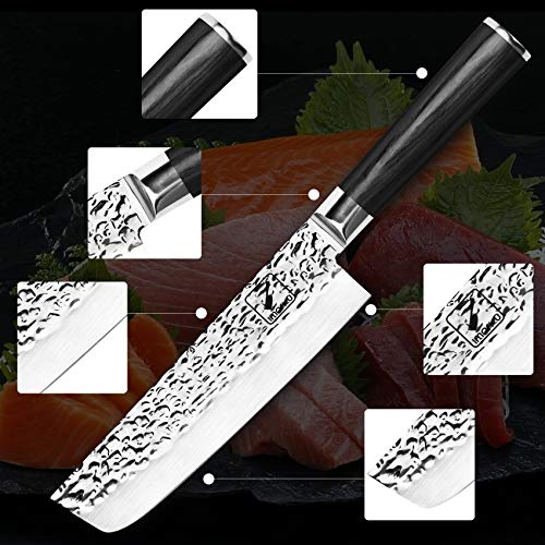 Nakiri Knife - imarku Nakiri Chef Knife 7 Inch High Carbon German Stainless Steel Nakiri Vegetable Knife, Multipurpose Asian Nakiri Vegetable Knife for Kitchen with Ergonomic Handle - Thumbnail 3