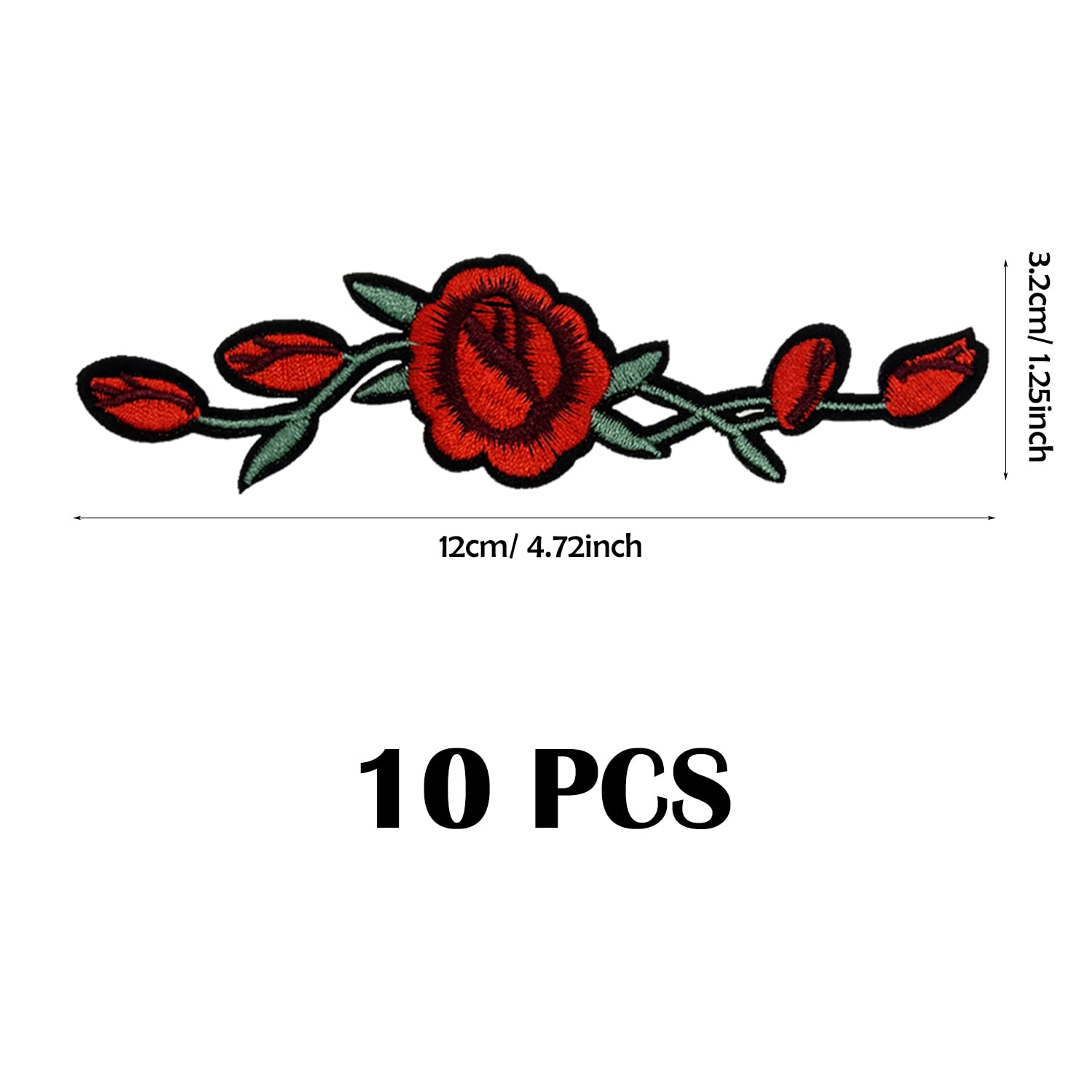 14-tlg. Rosen Aufbügelflicken Set - Blumen Applikationen Für Kleidung & Hüte