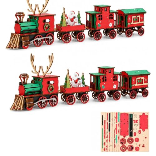Juego de tren de madera navideño, el rompecabezas 3D ideal para regalar a adultos aficionados