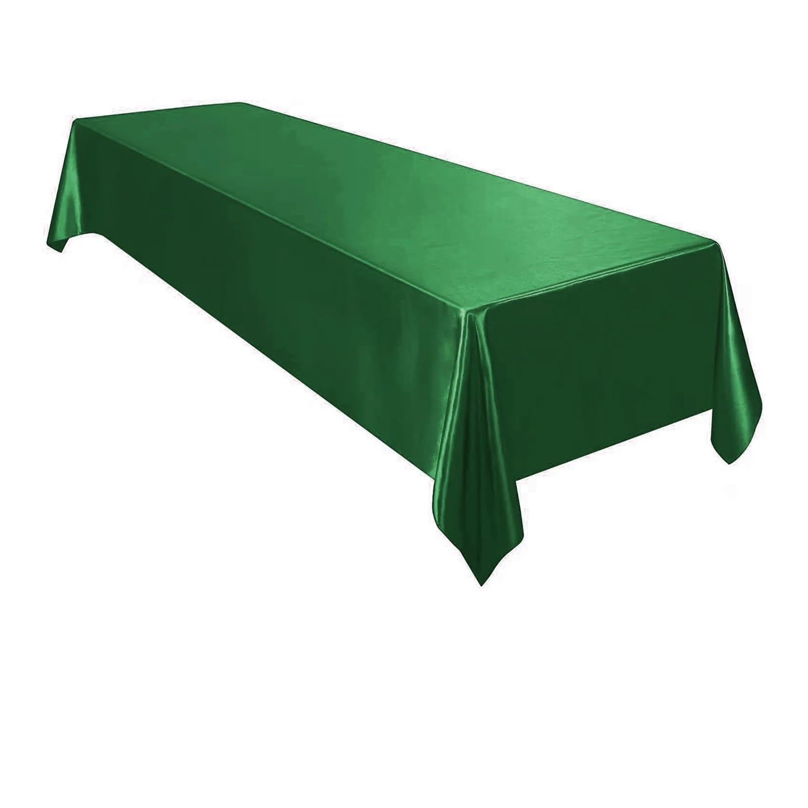 LOPJGGYF Green Satin Tablecloth Rectangle Wedding Party Table Cover Solid Color Banquet Restaurant Festival Dining Decor for Wedding Banquet Party Events(Green,145x180cm)