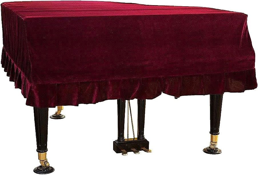 J&C Grand Piano Cover 220G Thicker Pleuche Cloth Red Velvet 5ft 5.5ft 5’8ft 6ft 6.8ft 7.5ft 8 ft Dust-proof Anti-static Universal Covers Violet Purple (S: 170-180cm /5.5 -5.9ft)