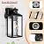 Motion Sensor Porch Lights with Outlets, Black Dusk to Dawn Outdoor Lighting, 3 Lighting Modes Exterior Light Fixtures with Water Rippled Glass, Waterproof Outside Wall Lanterns for House, 2-Pack