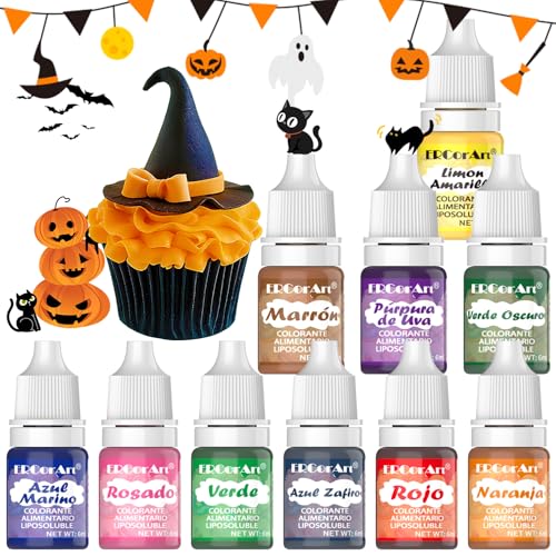 Corante lipossolúvel para chocolate, ERCorArt de 10 cores altamente concentradas e solúveis em óleo para Foudant, bolos de chocolate, gelados, etc., 6 ml/unidade