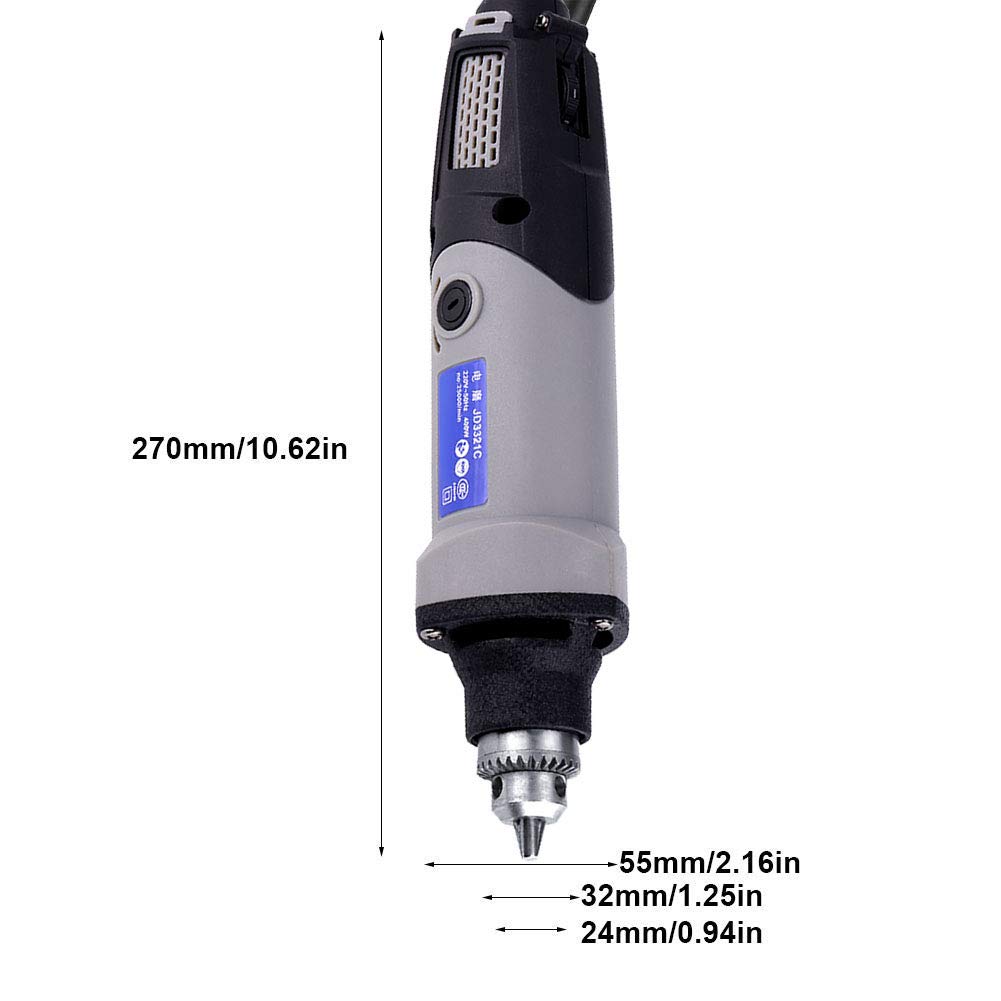 BuyWeek Smerigliatrice Elettrica Utensile Rotante Elettrico, 400W 6 Posizioni Velocità Variabile per Intaglio Taglio Macinazion 220V Spina UE
