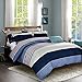 DelbouTree Striped Duvet Cover Set,Printed Quilt Cover with Corner Ties,Zipper Closure,Twin
