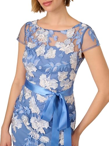 Image of Adrianna Papell Cascading Floral Embroidered Long Column Gown