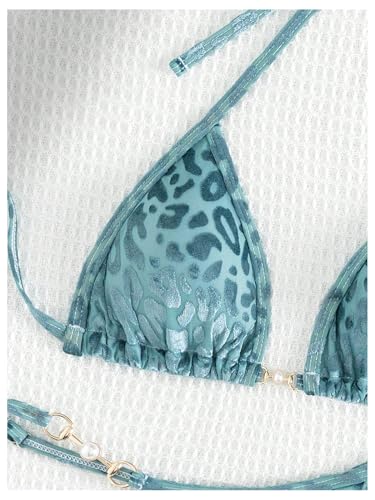 Verdusa Women's 2 Piece Leopard Print Triangle Bikini Sets Self Tie High Cut Swimsuit3