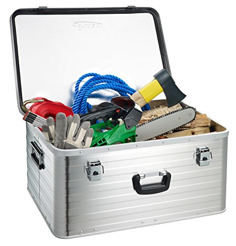 Enders Alubox 80 L mit Schloss Set - Aluminium Box 1 mm Wandstärke, spritzwasserdicht, stapelbar - Alukiste, Metallkiste, Metallbox mit Deckel - verwendbar als Transportbox, Werkzeugkiste, Lagerbox