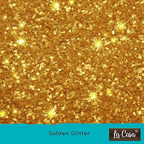 La Casa Premium Edible Glitter - Golden | Metallic Glitter Ideal for Cake Icing Decoration & Garnishing | 9gm |