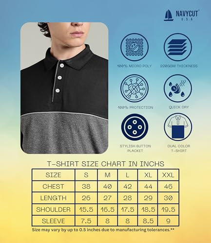 Image of Men's Polo T-Shirt | Regular Fit Short Sleeve Shirt with Collar | Solid Color Casual & Sport Polyester Top for Men | Machine Washable