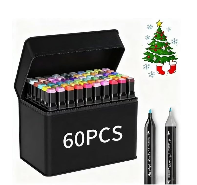 Image of like it 60 Colour Art Markers Set, Dual Tip, Brush & Fine, Sketch Marker, based Brush Markers for Sketching, Adult Coloring, and Illustration (60)