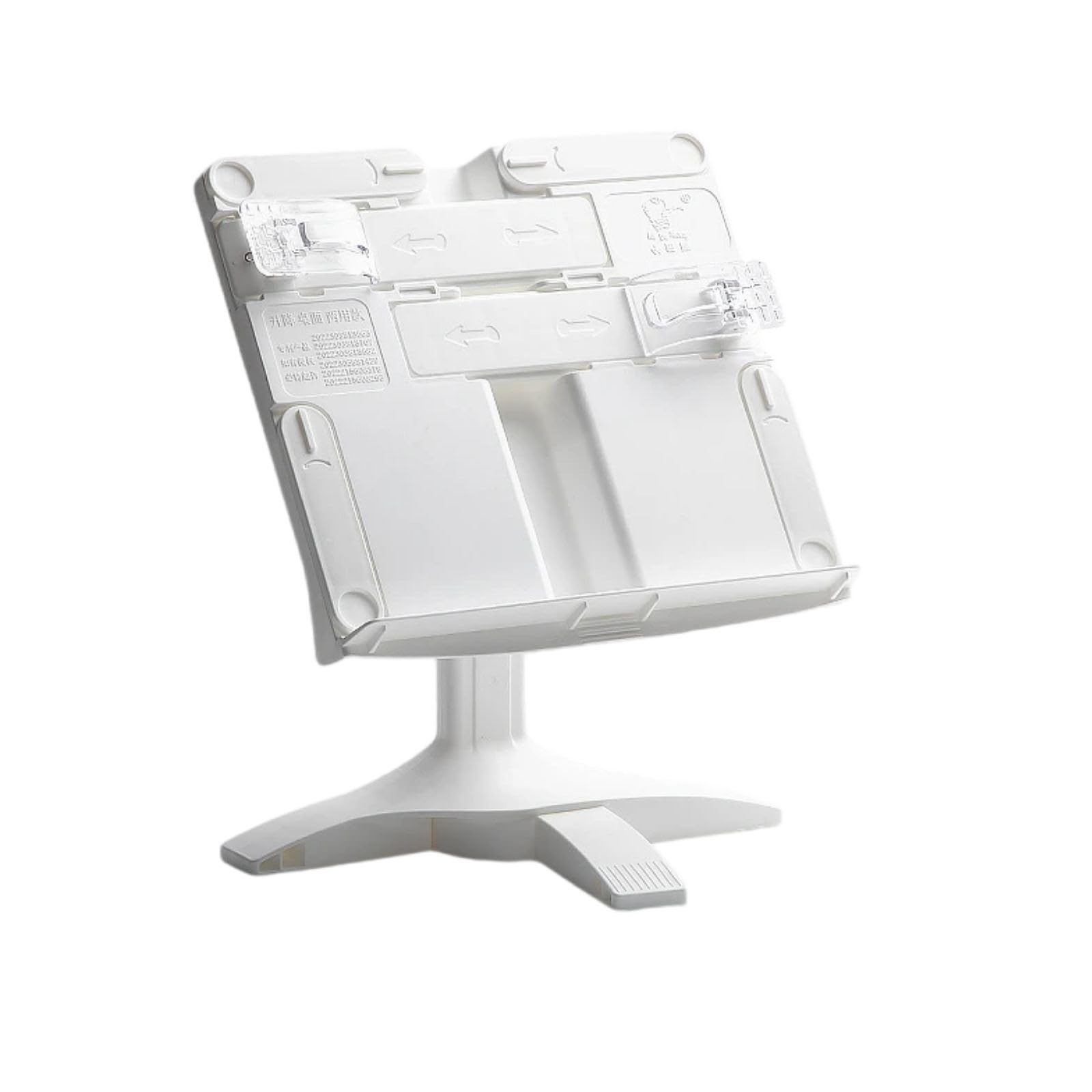 Book Holder Portable Sturdy Book Stand Multi Heights Angles Adjustable Foldable Book Rest For Reading Hand Free (White)