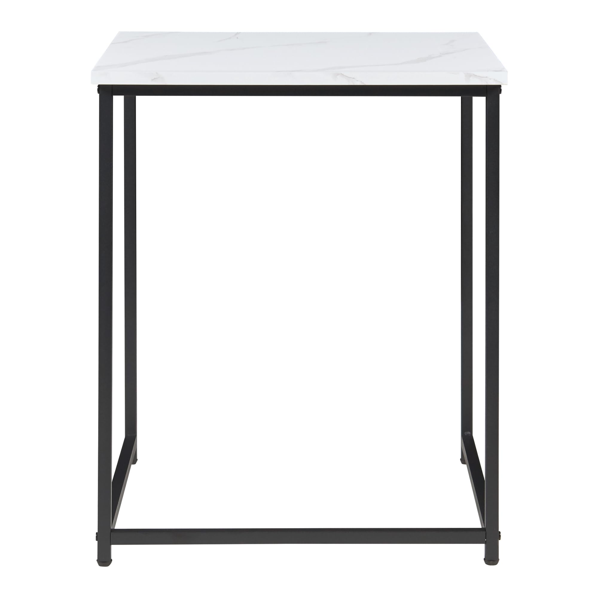[en.casa] Set di 3 Tavolini Sovrapponibili con Piani Quadrati in Effetto Marmo Bianco Tavoli Bassi Salvaspazio Telaio Nero per Salotto Soggiorno Ingresso in Misure Diverse