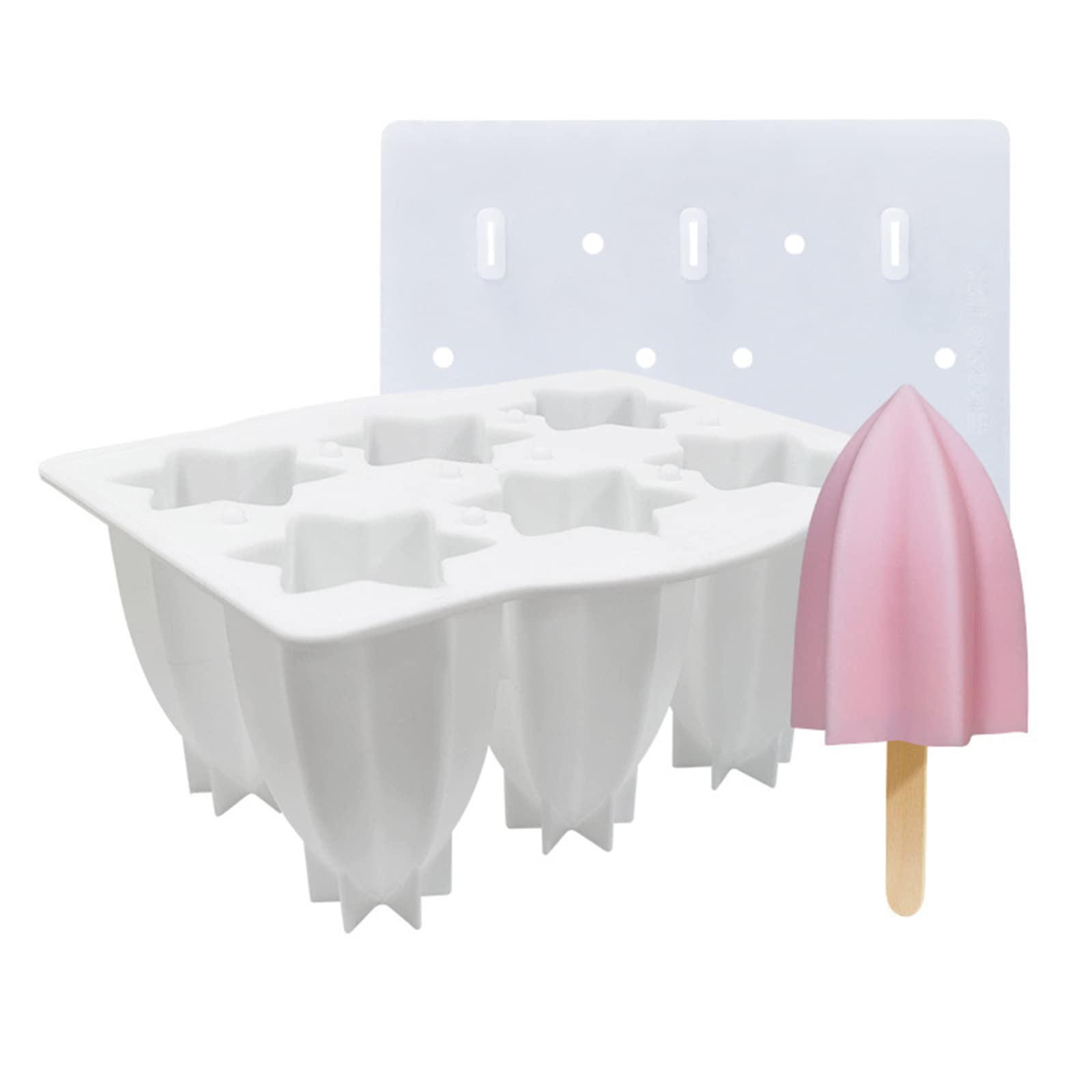 Buxuaaaa 6 Cells Ice Cream Mold Lolly Star Fruit Shaped Popsicles Maker Molds Accessories Silicone Popsicles Molds Free