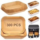 Tosstuki 300 Pcs Air Fryer Liners Disposable Parchment Baking Paper Liner Rectangle Non-stick Accessories for Loaf Pan, Air Fryer & Oven, 8.6 x 5.5 Inch, Brown