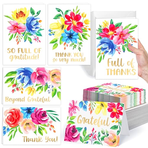 Cartes de remerciement aquarelle florale papeterie florale pour message personnalisé