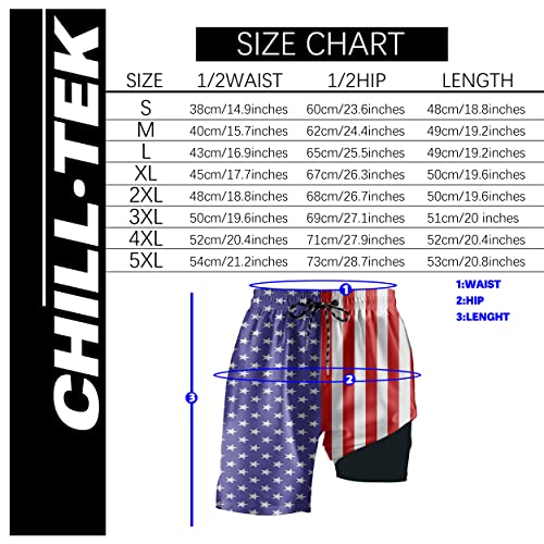 Chill·tek American Flag Mens Running Shorts 2 In 1 Lightweight Printed Training Workout Shorts With Pockets, X-Large #TOP5