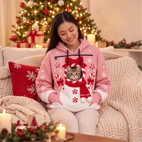 Christmas Pet Pouch Hoodie Women Men Y2K Unisex Sweat Shirt Kangaroo Pocket - image 2