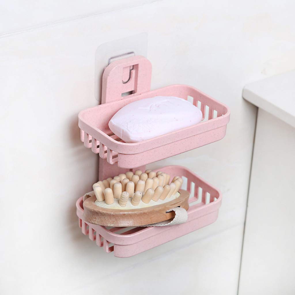 Estante colgante para cocina, jabonera, plato de jabón doble, bandeja de almacenamiento para productos de baño, escurridor de platos de acero inoxidable