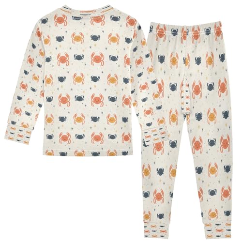 Pajama Sets Long Sleeve Cute Crab Pattern Design Soft Comfy Sleepwear 2 Piece PJS 3-8T3
