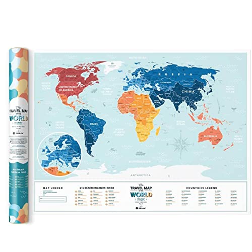 Gold Scratch Off Travel World Map - Premium Edition - 31.4" Х 23.6" - Places I've Been Holiday World Map - Us States Outlined - Laminated Paper Map By 1Dea.me #TOP1