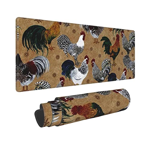 Tapis de souris de jeu coq grand format antidérapant pour bureau