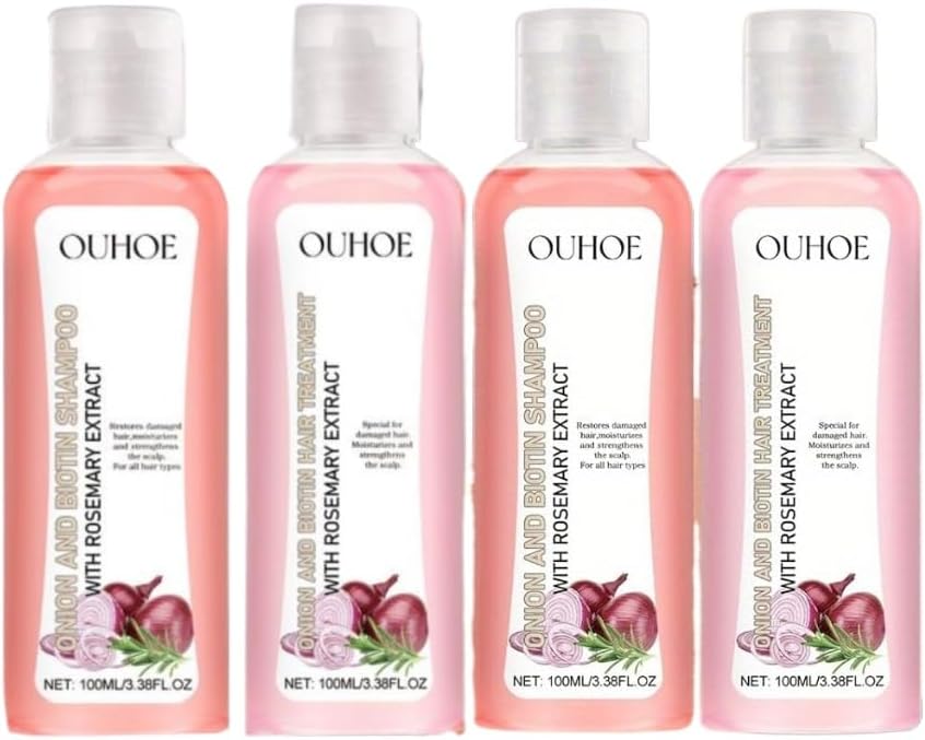 Onion Biotin and Rosemary Shampoo and Treatment Set, Natural Hair Care, Hair Care Set, Silicone Free Shampoo and Treatment, Moisturizing Shampoo and Conditioner Set, for All Hair Types (2set)