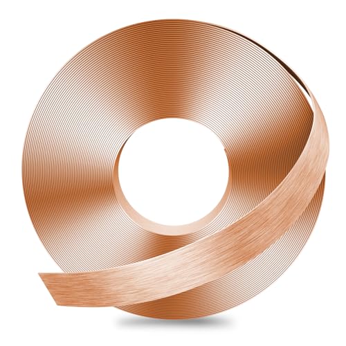 Image of GSCIT Club Rose Gold Edge Banding, 1 /2 Inch x 100ft Aluminum Brushed Edge Banding PVC Edge Trim for Cabinet Repair Furniture