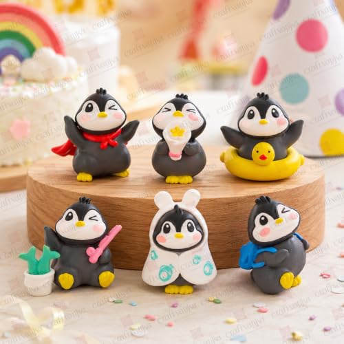Image of CraftVatika Miniature Showpiece Birthday Gift for Girls Kids, Penguin Showpiece Set of 6 for Home Decor Items, Car Dashboard Items, Table Decoration Items, Valentine Day Gift for Girlfriend