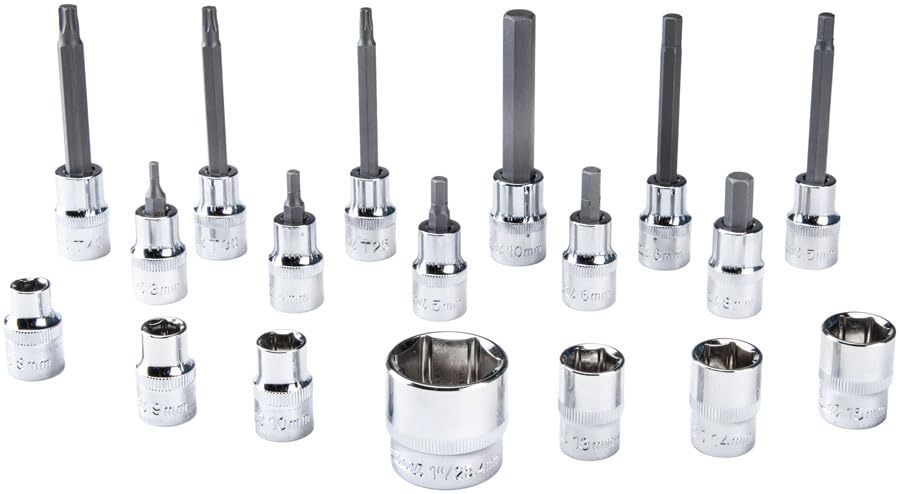 18-Piece Chrome Vanadium Steel Bike Repair Socket & Bit Set with 3/8" Drive | bike-hand-tools