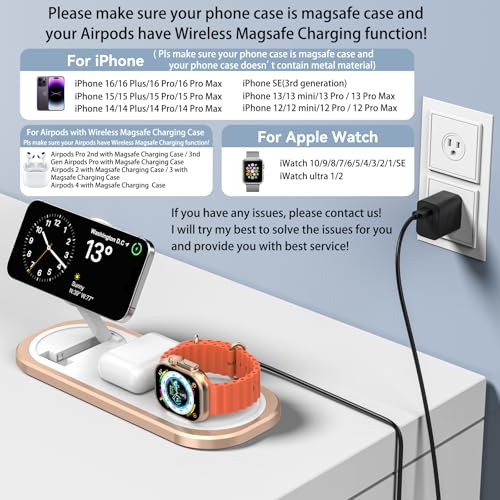 Chargeur Sans Fil 3 en 1 pour iPhone, Station de Charge Pliable pour Magsafe - Photo 24 sur 25