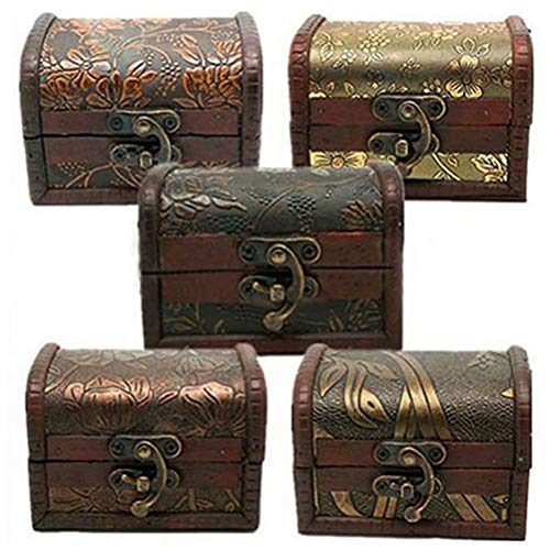 Baost 1Pc Vintage Metal Lock Wooden Storage Box Jewelry Treasure Organizer Chest Case Gift Box Random