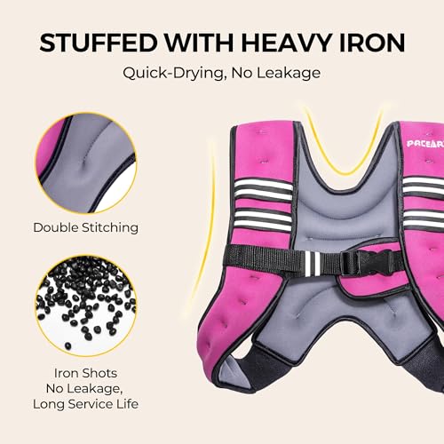 Image of PACEARTH Weighted Vest,6lb /8lb /10lb /12lb /16lb /20lb /25lb /30lb Weight Vest with Reflective Stripe, Body Weight Vests for Women, Men, Weight Loss Workout, Strength Training, Running, Walking, Jogging