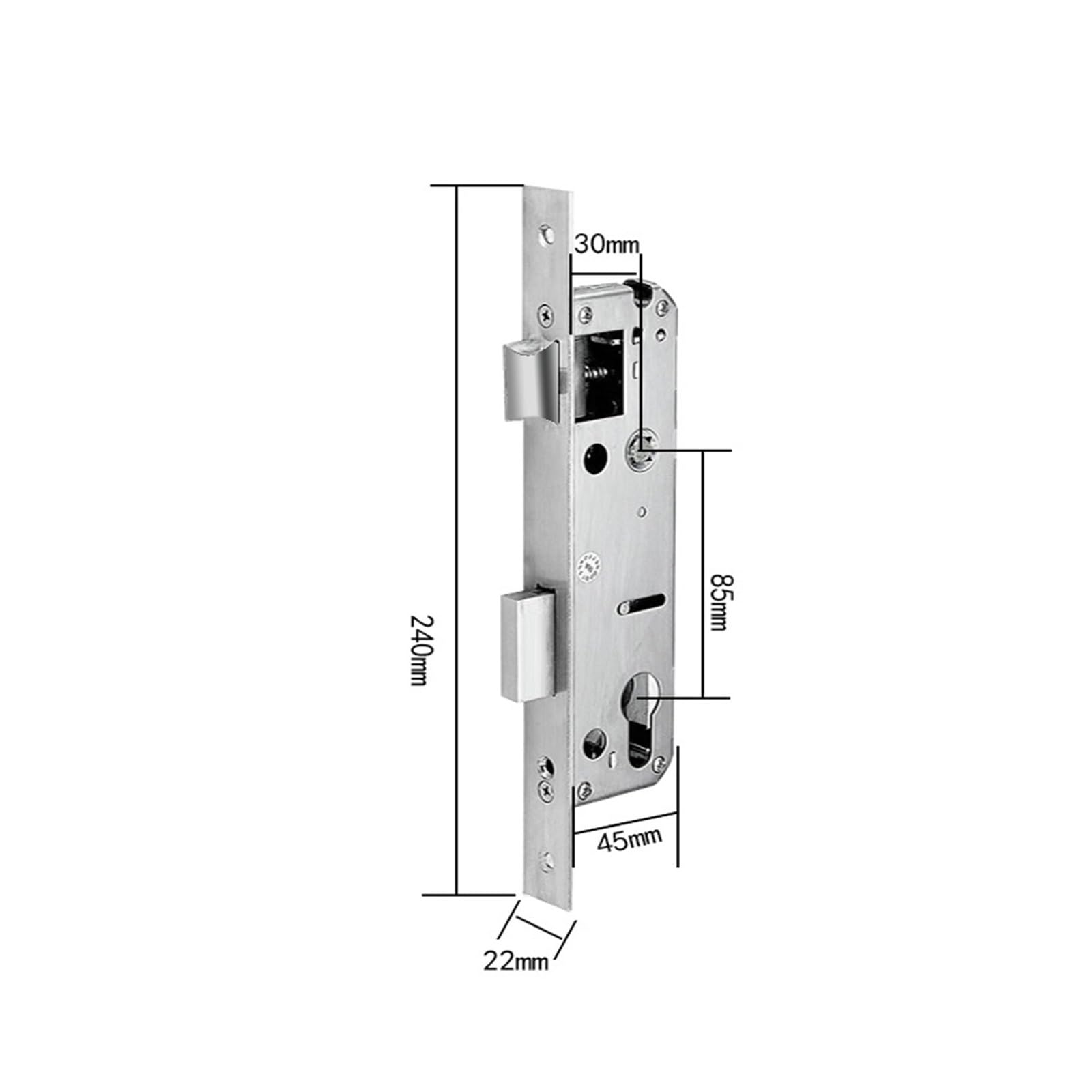 Wodoodporny inteligentny aluminiowy zamek do drzwi Euro z podwójnym hakiem, wpuszczany, hasłem na odcisk palca, elektroniczny, przesuwny, Odporny na warunki atmosferyczne(Nero,Straight handle)