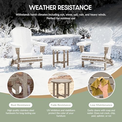 WestinTrends Dylan Adirondack Round Outdoor Side Table, Weathered Wood - Thumbnail 5