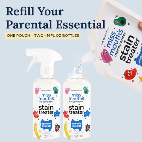 Image of Miss Mouth's Messy Eater Stain Treater - 32oz Refill - Newborn & Baby Essentials - No Dry Cleaning Food, Grease, Coffee Off Laundry, Underwear, Fabric