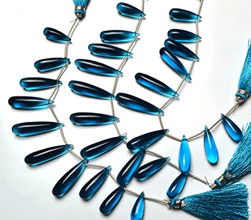 Quartz hydro bleu suisse en perles de goutte briolettes 19-31 MM pour création bijoux