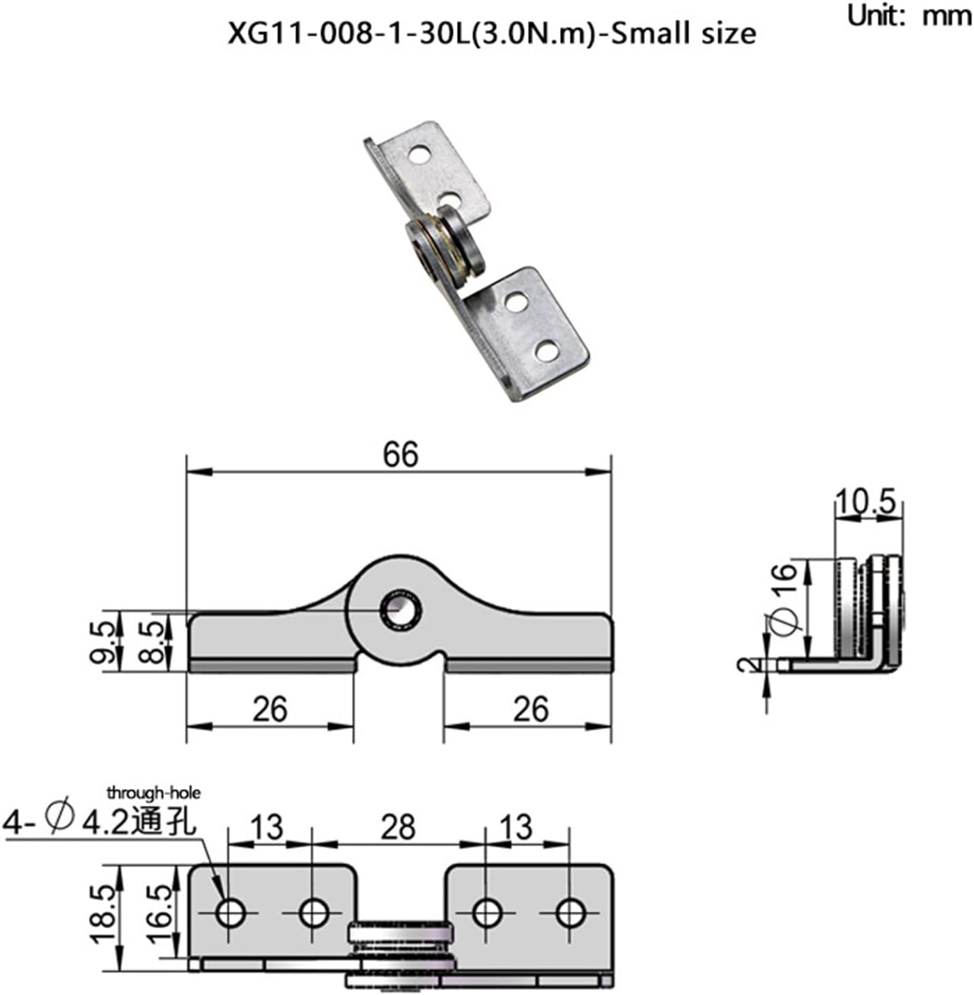304 Stainless Steel Torque Damping Hinge L-Shaped Free Stop Pivot Any Angle Positioning 1Pcs-R(A-Small-(3.0N.m)-L)