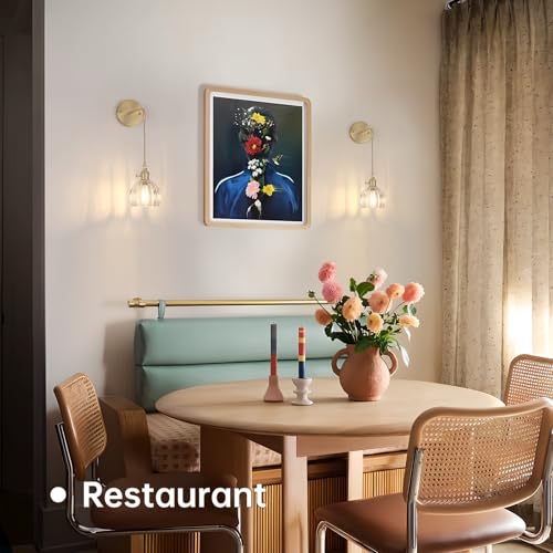 Image of Shenmoyl Vintage Wall Sconce Wall Lamp Clear Tulip Shade Pattern Glass Adjustable Chain Retro Gold Wall Mounted Light, Wall Lamp Fixtures Decor for Bedside Bedroom Indoor Doorway