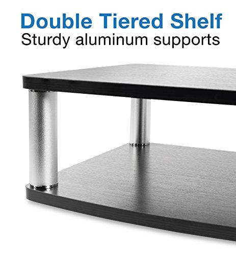 Mount-It! 2-Tier Turntable TV Stand | Swivel TV Riser | Tiered TV Lazy Susan | 360 Rotating TV Entertainment Center Stand for 13 - 42 inch TVs - Black