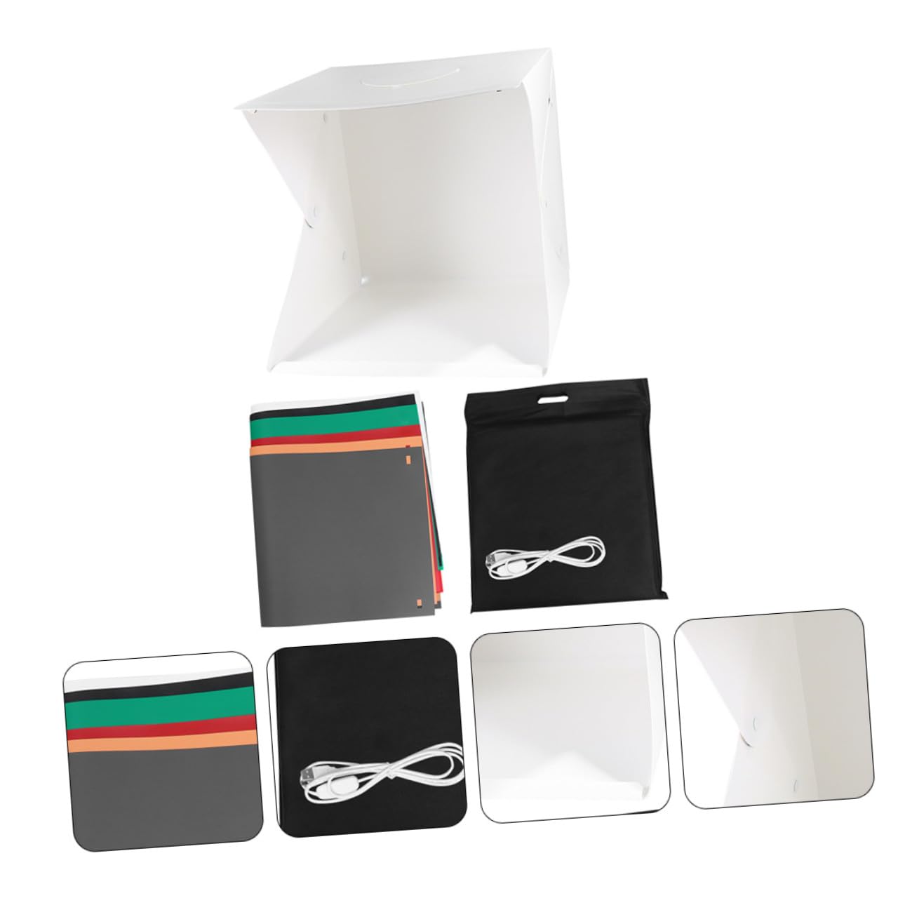 Mini Boîte Photo Portable 40cm LED Réglable, Tente D'éclairage Cube en PVC et Polyester, Fond de Photo Blanc Anti-Reflets pour Petits Produits