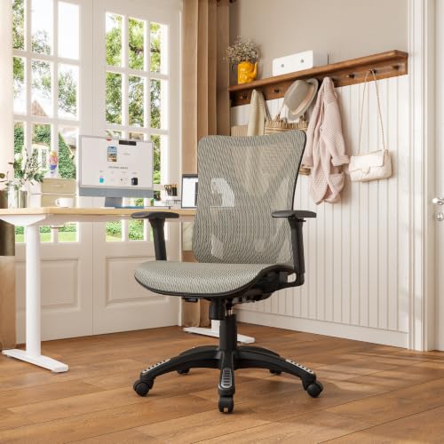 Image of Ergonomic Office Chair, Mesh Computer Desk Chairs with BIFMA X5.1 Certified, Adjustable Lumbar Support, 3D Arm, Tilt Back, Wide Seat, Comfy Swivel Work Task Chair for Company and Home (Apricot Mist)