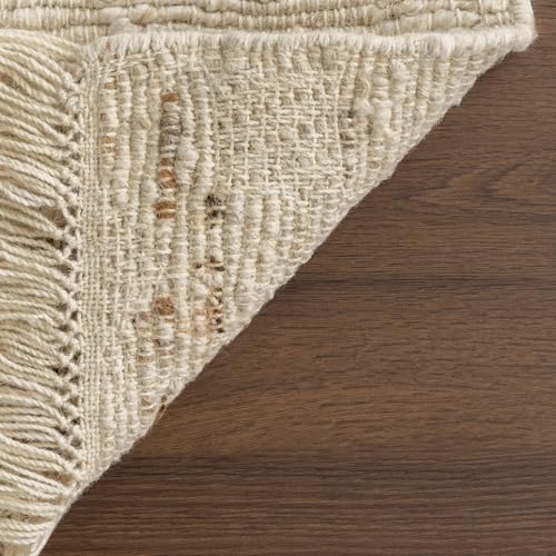 Image of Nuloom Juju Ivory Solid Flatweave Wool Area Rug, 10' x 14' | Nuloom JuJu Solid 10' x 14' Wool Area Rug for Living Room Bedroom Dining Room, Ivory