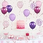 Pink and Purple Balloons, 50PCS 12 Inch Confetti Balloons, Metallic Purple Pink Latex Balloons with Ribbon, Party Balloons for Birthday Shower Wedding Party Decorations - Image 4