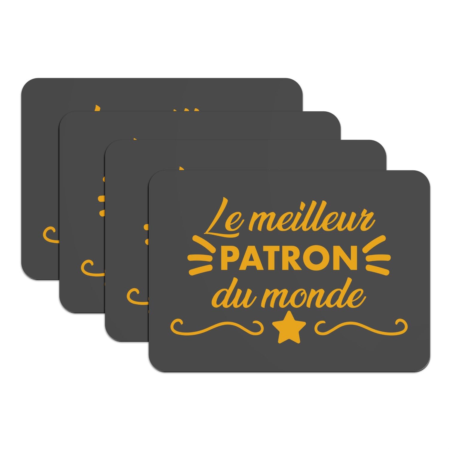 Sets de table en caoutchouc noir 39,5x28,5 cm pour bureau du meilleur patron