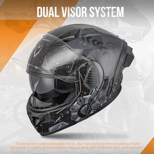 image for OUMURS Modular Motorcycle Helmets Full Face Flip up Street Bike Motorc
