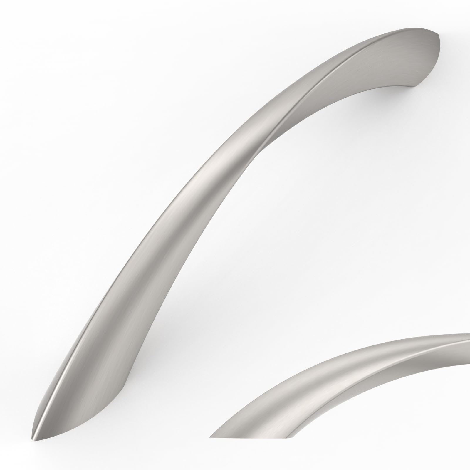 Photo 1 of Amerdeco 10 Pack Brushed Satin Nickel 6.3 Inch(160mm) Hole Centers Kitchen Arch Twisted Cabinet Pulls Cabinet Hardware Kitchen Handles for Cabinets Cupboard Handles Drawer Pulls ZH0048