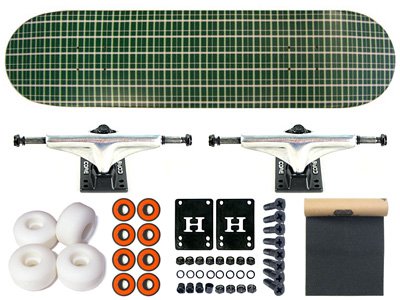 Moose Skateboard completo, fantasia: plaid verde, tavola da 19,68 cm (7,75")