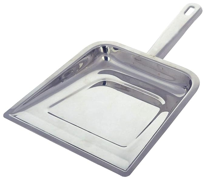 Stotram Stainless Steel Dustpan, Supdi Space Saving Dust and Debris Cleaning Tool Ideal for Home and Commercial Use, Silver
